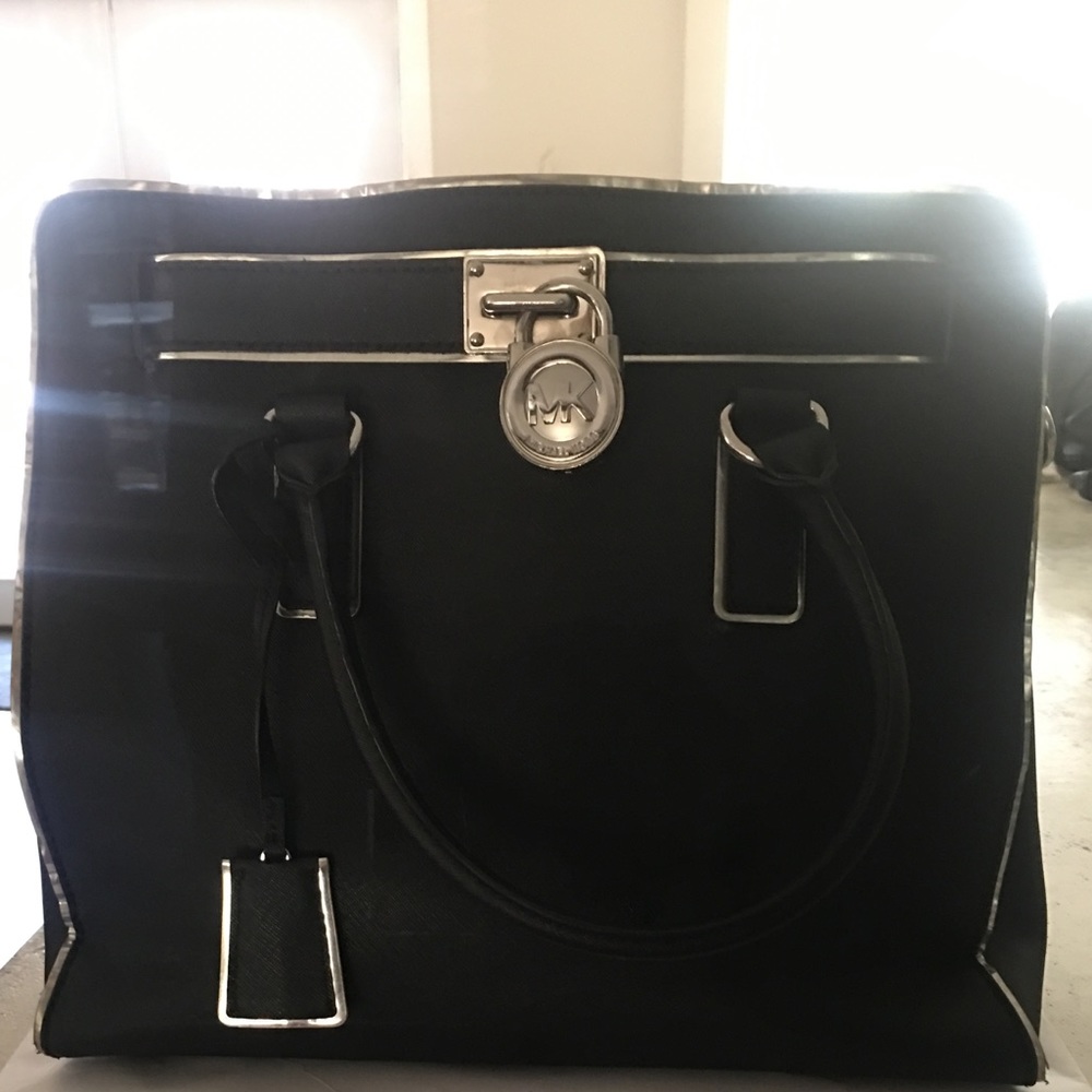 Large Michael Kors Black and Silver Tote
